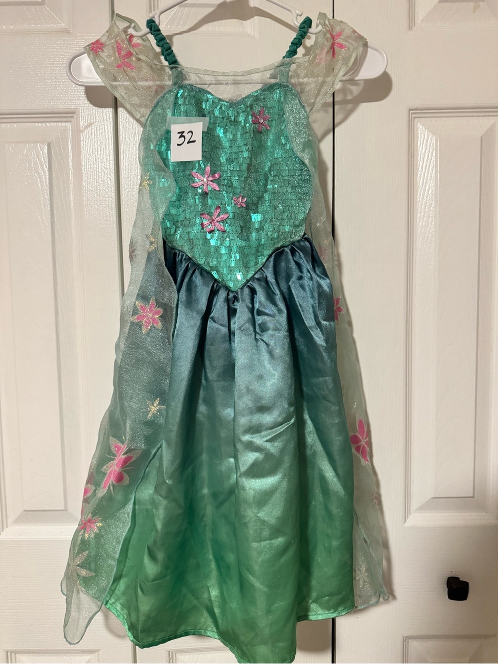 Girls' Green Sequin Flower Princess Costume Dress